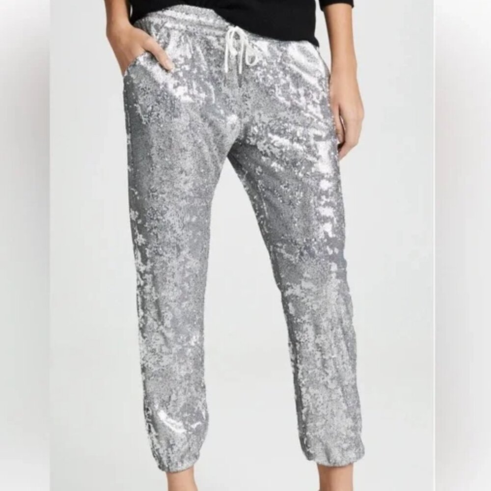 NWT David Lerner Silver Sequin Jogger Pant